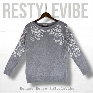 RAIN + ROSE Women’s Size S Sweater Embroidered Floral Detailing Angora Blend